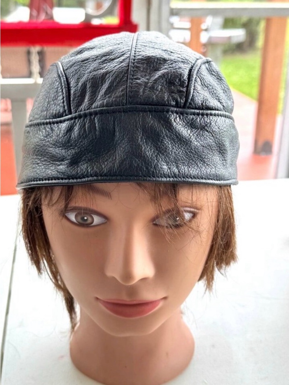 Wilsons Leather Black Leather Skull Cap Beanie